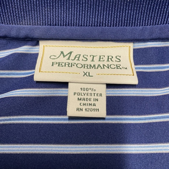 Masters Performance Polo Mens XL Blue Striped Augusta Golf Preppy - Picture 3 of 6